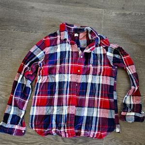 Uniqlo plaid flannel shirt size M wine& navy